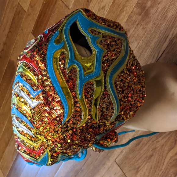 Mexican sequin leather hand made hat mask main image 4